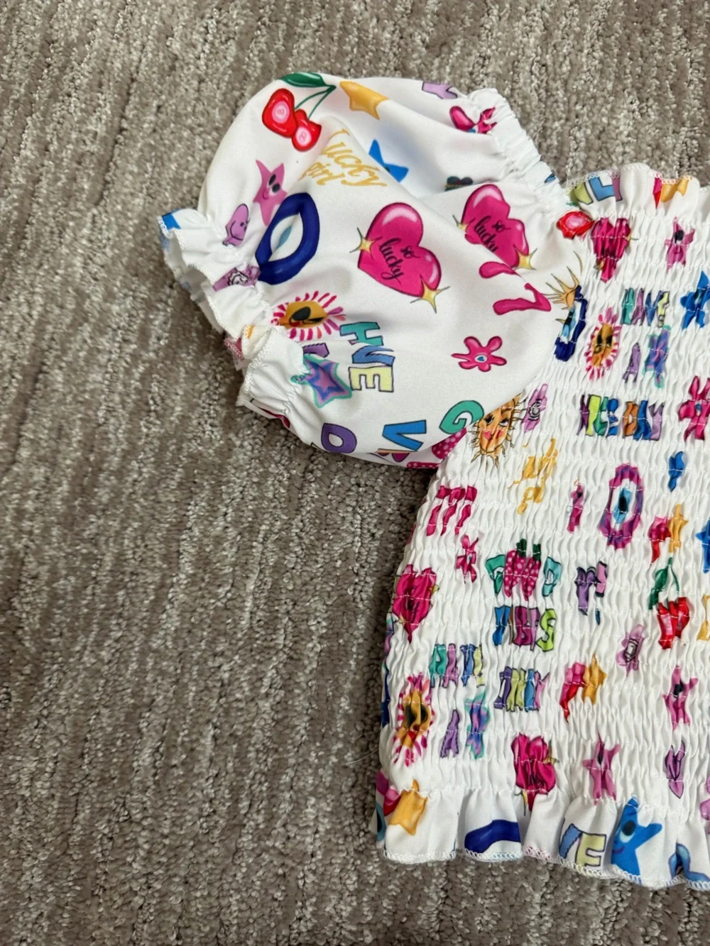 Lola +The Boys White Two-Piece Set with Multicolor Graphic Print